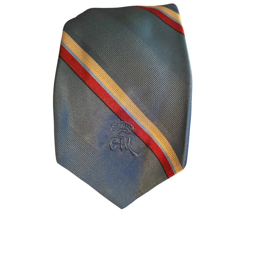 Countess Mara Sistine Satin Silk Tie Blue Red Gold Striped Made in‎ USA 9357/C5